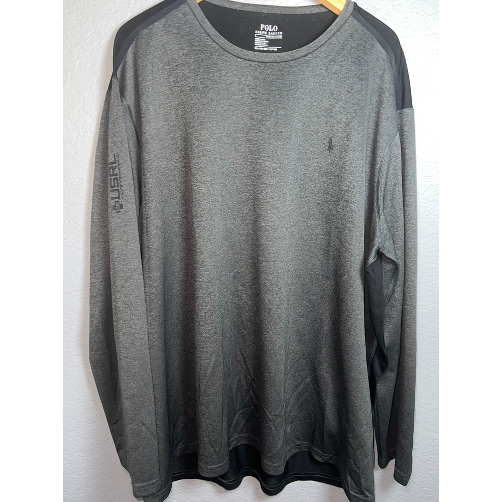 Polo Ralph Lauren Performance Mens XXL Gray Long Sleeve USRL Graphic T-Shirt